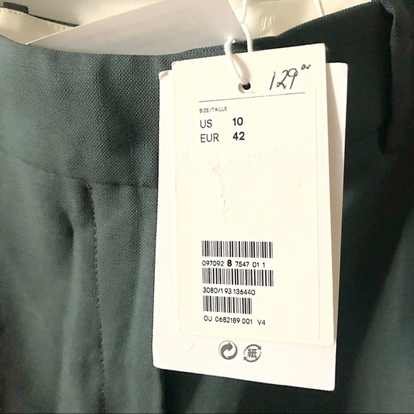 Lot of 2 H&M Zara Pants Polka Dot Ankle Crop Teal - Picture 5 of 9